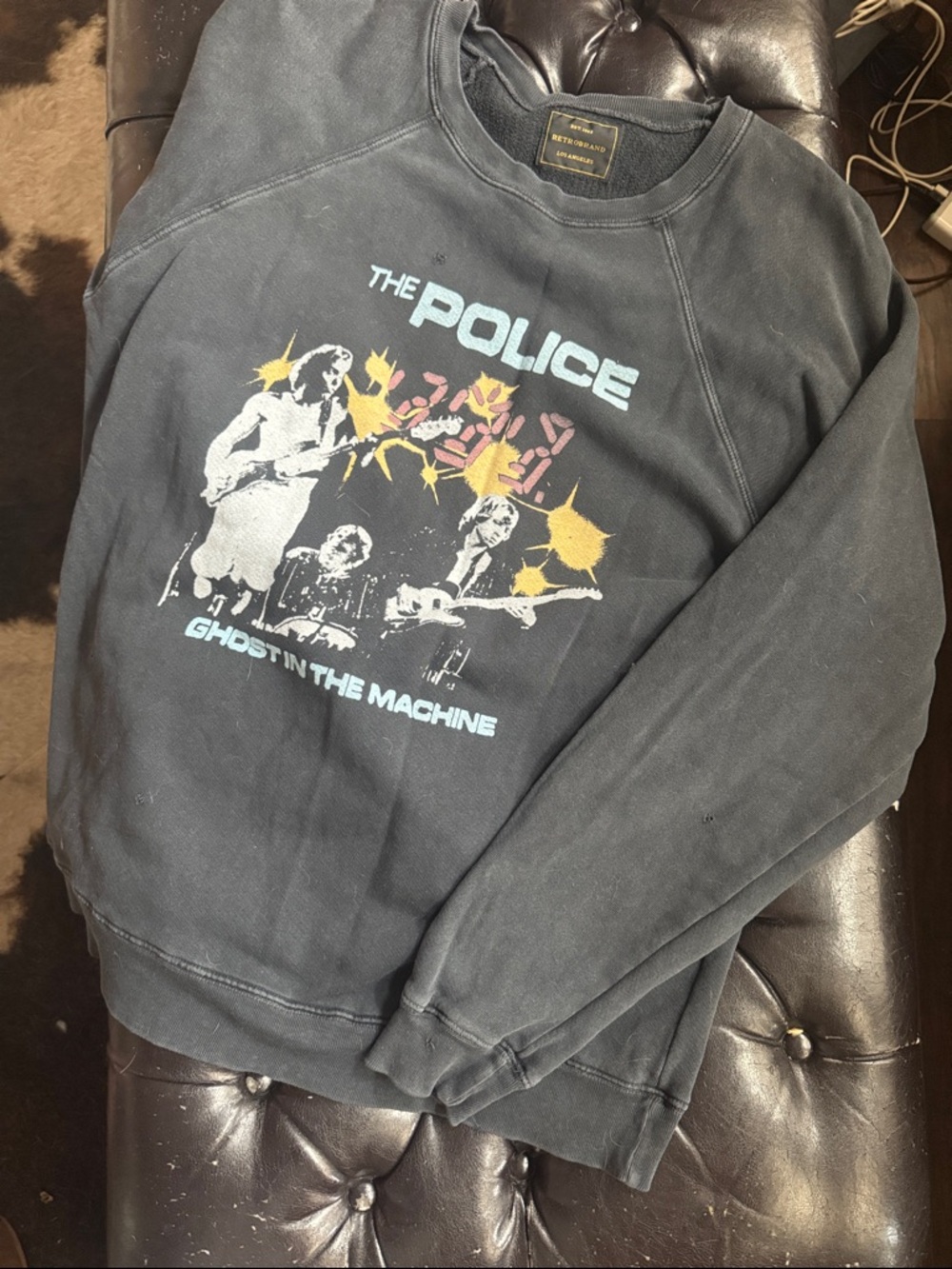 Retro Brand The Police 'Ghost in the Machine' Graphic Crewneck Sweater - Black